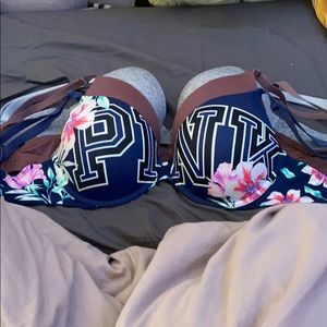 Pink/victoria secret push up bras